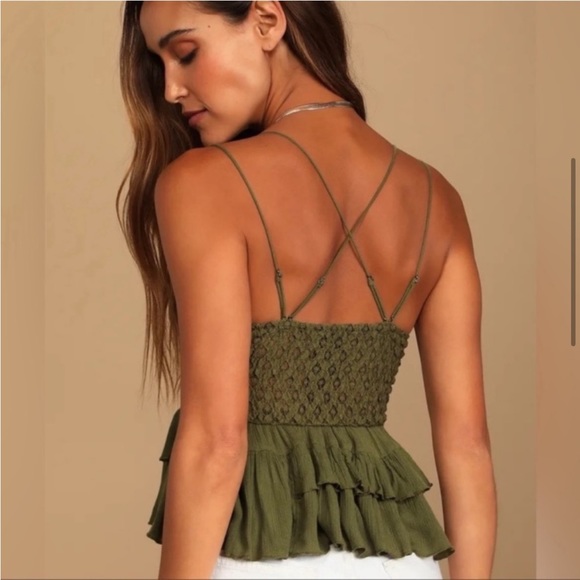 New with tags! Free People Adella Cami Olive Sparrow, Moss - Picture 4 of 8